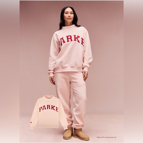 Parke Other - NWT PARKE Valentine's Varsity Mockneck - Peony + Crimson